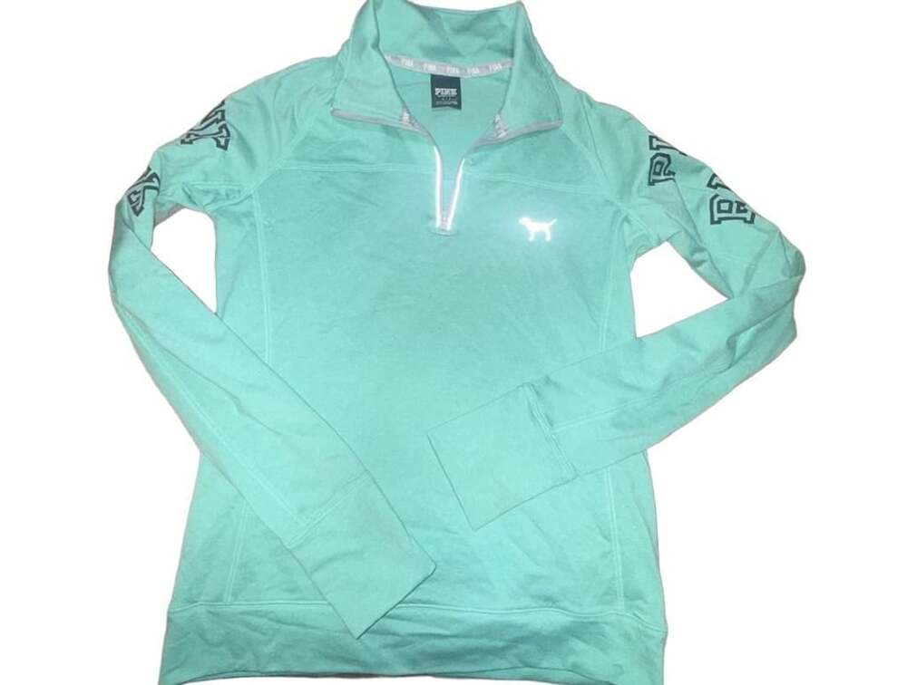 Victoria's Secret PINK Active Heathered Mint Green Quarter Zip Pullover